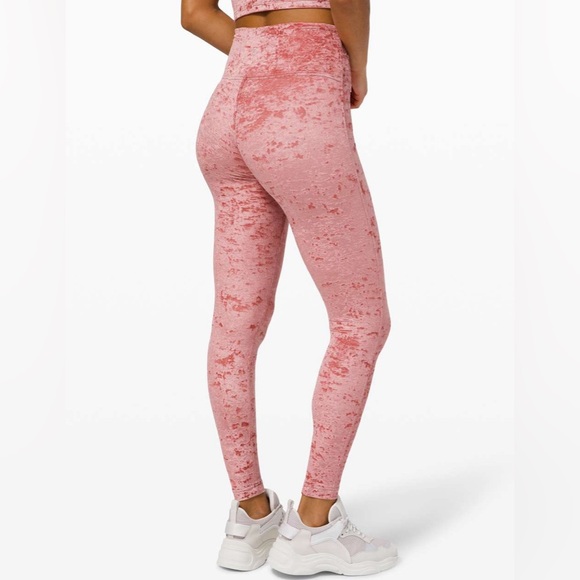 lululemon | size 4 crushed velvet Wunder  28" HR tight in Soft Cranberry - Picture 2 of 9